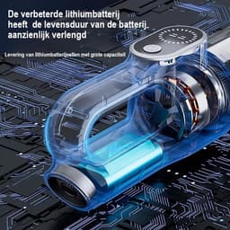 EAFC Kruimeldief snoerloos - Handstofzuiger oplaadbaar - LED verlichting - LED-scherm - Auto stofzuiger - Zwart — thumbnail 2