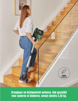 Zyrex® 6-in1 Steelstofzuiger Zonder Zak op Accu - Steelstofzuiger Draadloos Uitschuifbaar - Kruimeldief Snoerloos best Verkocht 25KPA – Zwart/Groen - ‎17cm x 8cm x 10cm — thumbnail 4