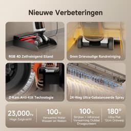 UWANT D600 draadloze nat- en droogzuiger met PushDock zelfreinigende basis, 23.000 Pa zuigkracht, RGB 4D-borstelsterilisatie, 100°C warm water en warme lucht drogen, IPX6 waterdichte roller, rand-tot-rand vloerreiniging — thumbnail 3