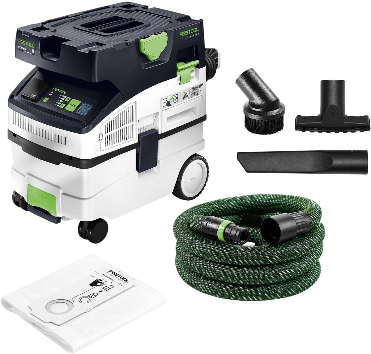 Festool CTM MIDI I CLEANTEC mobiele afzuigunit 1200 watt 15 l stofklasse M + D 27 / D 36 D-RS reinigingsset voor mondstukken — afbeelding 1