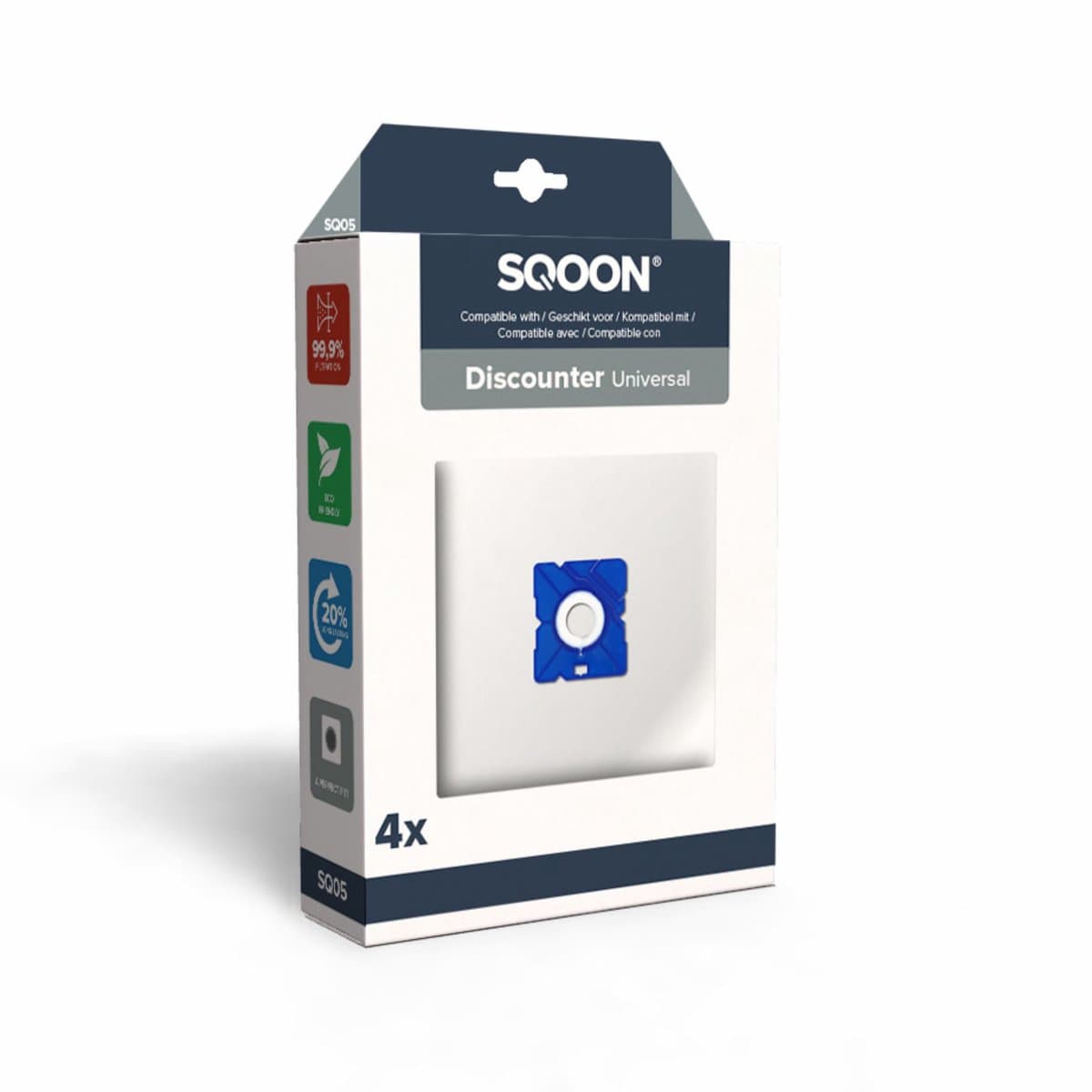 SQOON® Stofzuigerzakken (SQ05) - High Filtration – Geschikt voor Diverse Modellen – Optimale Stofopvang en Filtratie – 4 Stuks — afbeelding 1