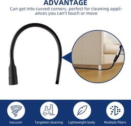 Geschikt voor alle stofzuigerslangen (32 mm), stofzuigeraccessoires, aansluiting voor vlak stofzuigermondstuk - 24,6 inch flexibele stofzuigerspleetzuigmond — thumbnail 4