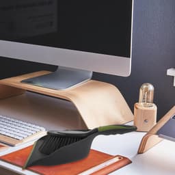Mini Bezem Vuilblik - Schoonmaakset - Bureau Schoonmaken - Met Ophanggat - 32.5 cm - Zwart — thumbnail 4