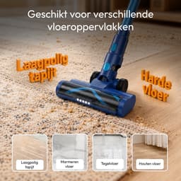 BOLLIT Steelstofzuiger Draadloos - 265W - Kruimeldief - 32.000 Pa Zuigkracht - Witte Laser - Tot 40 Min Accuduur - HEPA Filter - Zonder Zak op Accu - Snoerloze Stofzuiger - Voor Huisdierharen — thumbnail 2