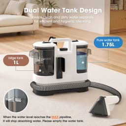 ELVENTO Tapijtreiniger machine - Vlekkenreiniger - Bank reiniger - Carpet cleaner - Wit - 13,5 kPa zuigkracht - Dubbel tanksysteem — thumbnail 4