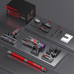 Steelstofzuiger Draadloos - Snoerloze Stofzuiger - Huis Schoonmaken - 600 Watt Kracht - 80 Min Werktijd - Rood — thumbnail 4