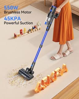 Draadloze steelstofzuiger - Elektrische bezem - Snelle schoonmaak - Krachtige zuigkracht - 24 x 185 cm - Blauw — thumbnail 5