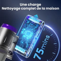 Draadloze Steelstofzuiger Met Accu, 600W/58Kpa, Inclusief Mini-Turbo-Mijtborstel – 75 Minuten Gebruiksduur, 1 M Uitschuifbare Slang, 6-Traps Hepa-Filtratie, Led-Touchdisplay, Vrijstaand, Stil ≤62 Db, Stofreservoir Van 1,6 L — thumbnail 5