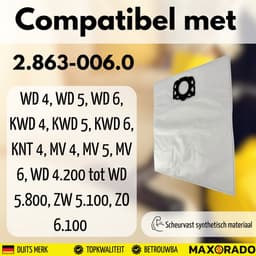Maxorado Stofzuigerzakken 10 Stuks geschikt voor Kärcher KFI 487 WD4 WD5 WD6 MV4 MV5 MV6 – Sterke Vliesfilterzakken voor Nat en Droogzuiger – Alternatief voor 2.863-006.0 — thumbnail 3