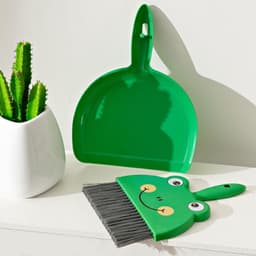 Bezem met Stoffer - Kleine Schoonmaakset - Bureau Schoonmaken - Compact Clipontwerp - 18 x 23 cm - Groen — thumbnail 2