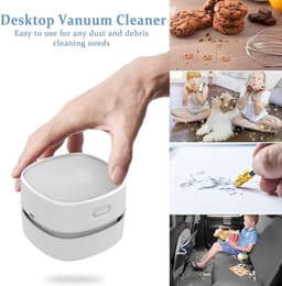 Tafelstofzuiger Mini - Bureau Reiniger - Desktop Schoonmaken - Hoge Zuigkracht - Batterij Aangedreven - Wit — thumbnail 5