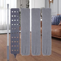 Intrekbare Stofreiniger - Vlakmop Microvezel - Huis Reinigen - 360 Graden Draaibare Kop - 42 Cm - Grijs — thumbnail 3