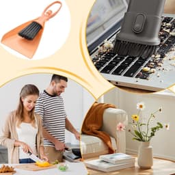 Handbezem en stoffer - Kruimelset - Snel opruimen - Ergonomisch ontwerp - 11 x 23.5 cm - Oranje — thumbnail 4