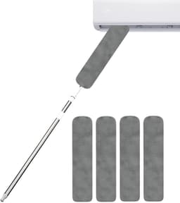 Lange Steel Stofdoek - Uitschuifbare Plumeau - Stof Vrij Maken - Wasbare Microvezel Kop - 65 cm - Grijs — thumbnail 1