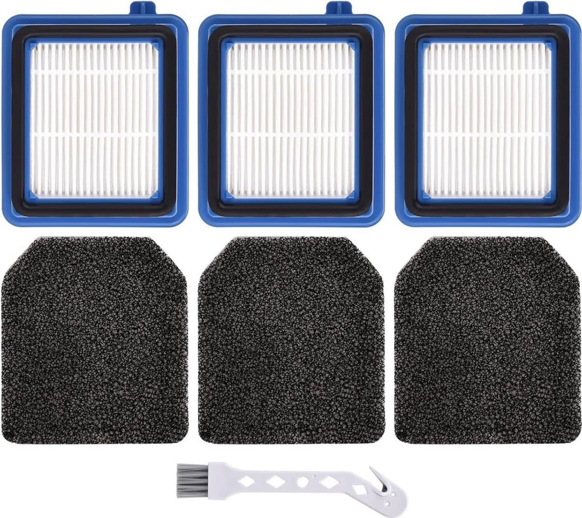 Drie motorGeschikt voorfilters en drie sanitaire filters. Reserveonderdelen en accessoires Geschikt voor de AEG QX6, QX7, QX8-2 en ASKW1 stofzuigers. — afbeelding 1