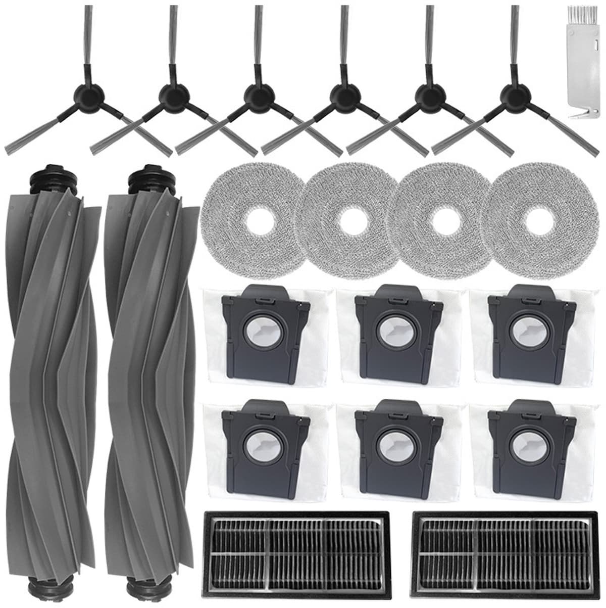 21 stuks vervangingsset voor Dreame L10s Ultra Gen 2 | L10s Pro Ultra Heat / X30 Ultra / L40 Ultra AE & CE / D30 Ultra - robotstofzuiger - 2 hoofdborstels, 4 dweilpads, 6 stofzakken, 2 filters, 6 zijborstels, 1 reinigingsgereedschap — afbeelding 1