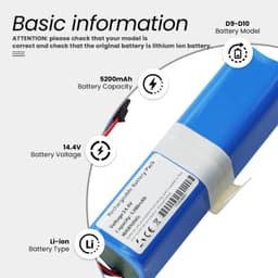 Accu voor D9 D10 Plus L10 Pro Stofzuiger 5200mAh — thumbnail 5