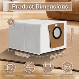 10 stofzuigerzakken voor Dreame S10/L10s Ultra/ L20 Ultra/L10 Ultra, Xiaomi X10+, X20+ robotstofzuigerzakken, 2,5 l stofzuigerzakken met grote capaciteit — thumbnail 5
