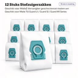 Set van 12 stofzuigerzakken, vervangende stofzakken geschikt voor Miele TU Guard L1 / Guard S1 / Guard M1 serie, 4-laags filter met lekvrij sluitsysteem — thumbnail 2