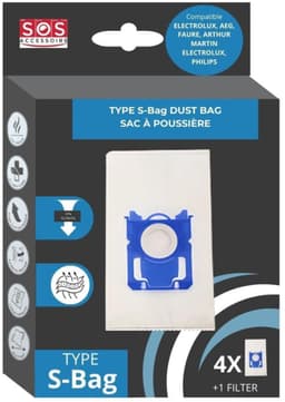Geschikt voor PHILIPS - Stofzuigerzak S-bag 4 zakken + 1 filter - FC802103 — thumbnail 1