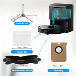 Accessoireset gescht voor Eufy Clean L50 / L50 SES / L60 / L60 hybride robotstofzuigeronderdelen, 1 hoofdroller borstel + 4 zijborstels + 4 filters + 4 stofzakken + 1 reinigingsborstel — thumbnail 2