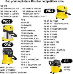 15 reservezakken geschikt voor stofzuiger Karcher WD3 WD2 Plus KWD1 KWD2 KWD3 MV3 KWD3 vervangt onderdelen 2.863-314.0 en 6.959-130.0 — thumbnail 5