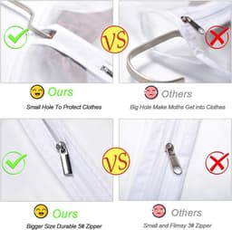 Clothes Cover Bags Set of 12 - Full Zipper Garment Bags (60 x 100cm/6pcs + 60 x 120cm/6pcs) - Lightweight Clear Waterproof Washable - Suit Carrier Protector - Wardrobes — thumbnail 5