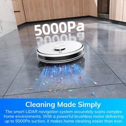 Lanoba -Robotstofzuiger met Dweilfunctie - Met Laadstation - Dweilrobot - Inclusief Applicatie - Zelf Legen - 180 Looptijd — thumbnail 5