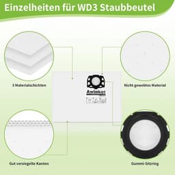 Stofzuigerzakken - Vliesfilterzakken - Stofvrij Werken - Microfiltratie - 12 Stuks - Wit — thumbnail 4
