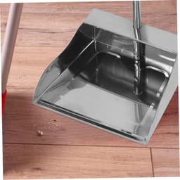 Roestvrijstalen Vuilblik - Lange Steel Stoffer - Comfortabel Schoonmaken - Extra Grote Opvang - 70 cm Lengte - Zilver — thumbnail 2