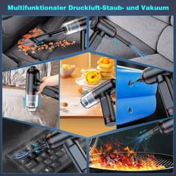 REDOM Stofzuiger 6300 Pa – Draadloze Handstofzuiger met Krachtige Zuigkracht – 3 Snelheden & LED-Verlichting – Auto, Huis & Kantoor – 68 W – Zwart/Rood — thumbnail 5