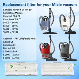 3 stuks HEPA Airclean Plus 50 filters, compatibel met Miele Compact C1/C2, Complete C2/C3, Guard S1/L1/M1, stofzuigerfilter voor S4000, S5000, S6000 en S8000 serie — thumbnail 2