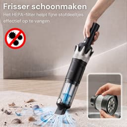 Vesora® 3-in-1 Kruimeldief - Kruimelzuiger Snoerloos - Krachtige Handstofzuiger met Opzetstukken en Steel - Ook Voor Dierenharen - Stofreiniger - Autostofzuiger - Air Duster - HEPA-filter - Draadloos - Best Verkocht - Zwart / Zilver — thumbnail 2
