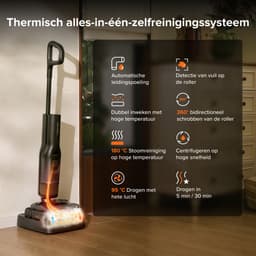 Roborock F25 Steam Set-Vloerreiniger-Nat Droog Stofzuiger-draadloos-Elektrische dweil-180 °C stoommop-80 min gebruiksduur-25000 Pa zuigkracht-Heteluchtdroging op 95 °C-Anti-klit technologie — thumbnail 4