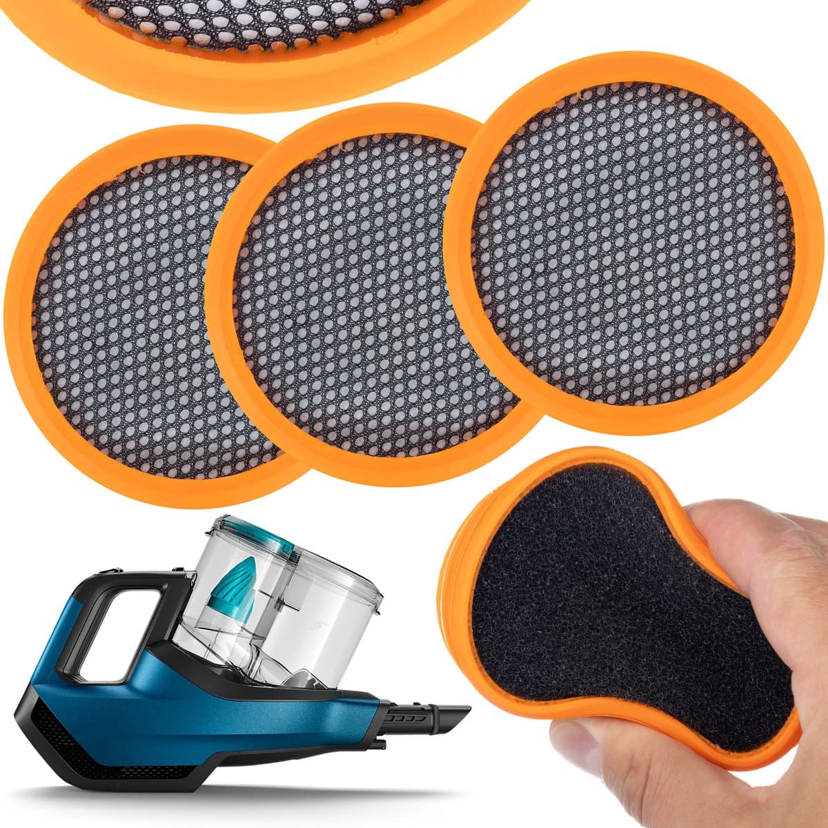 Rosfix Filter Vervanging - HEPA Wasbaar - 3 Stuks - Herbruikbaar - Oranje - Geschikt voor Philips — afbeelding 1