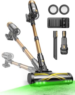 Draadloze Stofzuiger - Steelstofzuiger Elektrische Bezems - Efficiënt Huis Schoonmaken - Zelfdragend Ontwerp - 65 Minuten Looptijd - Champagne — thumbnail 1