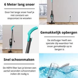 Steelstofzuiger - 2-in-1 Handstofzuiger - Stofzuiger Zonder Zak - Vacuum Cleaner - Met Snoer & Steel - Kruimeldief — thumbnail 5