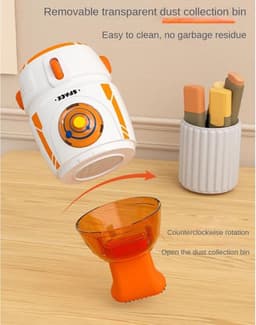 Mini Bureaustofzuiger - Draagbare Reiniger - Bureau Schoonmaken - 600 Pa Zuigkracht - 55 Ml Inhoud - Oranje — thumbnail 5