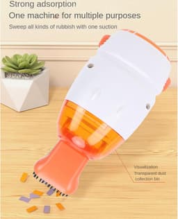 Mini Desktop Stofzuiger - Kleine Stofzuiger Bureau - Bureau Schoonhouden - 600 Pa Zuigkracht - 13.5 cm - Oranje — thumbnail 5