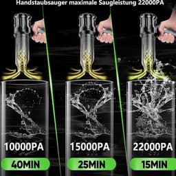 Draagbare Stofzuiger - Handstofzuiger Accu - Auto Keuken Schoon - 4-in-1 Blazen Zuigen - 22000 Pa - Zwart — thumbnail 3