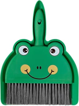 Mini Stoffer Blik - Cartoon Set - Bureau Schoonmaken - Verzonken Clip Ontwerp - 25 x 17 cm - Groen — thumbnail 1