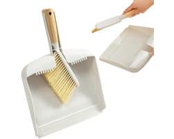 Mini Stoffer En Blik - Kleine Bezem Set - Bureau Schoonmaken - Natuurlijk Houten Handvat