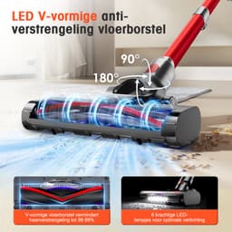 Elekiatech Steelstofzuiger- 46000Pa - 50 Minuten Gebruikstijd - 8 Kegel Filtersysteem Steelstofzuiger Draadloos - 1,5 L Stofbak - 2200 mAh Accu - voor Tapijten en Harde Vloere - Rood — thumbnail 3