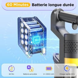 Draadloze Steelstofzuiger 45000Pa - 60 Min Batterij - Anti-klit - Muvano — thumbnail 2