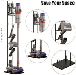PromoHome Stofzuigerhouder - Metaal, Zwart - 4 Verstelbare Haken - Boorvrije Montage - Geschikt voor Dyson V6 V7 V8 V10 V11 V12 V15 en Andere Draadloze Stofzuigers - Wandbevestiging voor Opbergen Accessoires — thumbnail 4