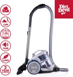 Dirt Devil Stofzuiger zonder Zak DD2501 - HEPA 12 Filter - 3 Opzetstukken - 850W - Grijs/Blauw — thumbnail 2