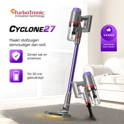 TurboTronic C27 Steelstofzuiger met kruimeldief zonder zak - Draadloos - Hoge zuigkracht - HEPA - lichtgewicht - 2 Snelheden - ECO-vriendelijk - Harde en zachte vloeren - Paars — thumbnail 4
