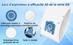 Verpakking van 12 Pure GN 3D-stofzakken - Geschikt voor Miele Hyclean GN Classic C1 Complete C2 Complete C3, S2 S5 S8 S800 S600 serie stofzuigers - inclusief 4 motorfilters en 4 uitlaatfilters. — thumbnail 3