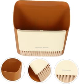 Kleine Bezem Stoffer - Mini Set - Bureau Schoonmaken - Compact Ontwerp - 17 cm - Oranje — thumbnail 5