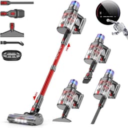 Draagbare Steelstofzuiger - Draadloze Stofzuiger - Huis Schoonmaken - Afneembare Batterij - 600 Watt - Rood — thumbnail 1